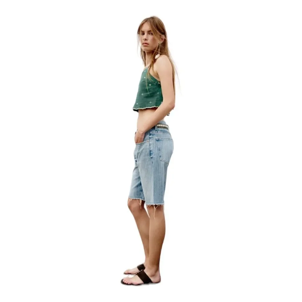 ZARA TRF Blue Mid-Rise Denim Shorts NWT Size 8 / 29